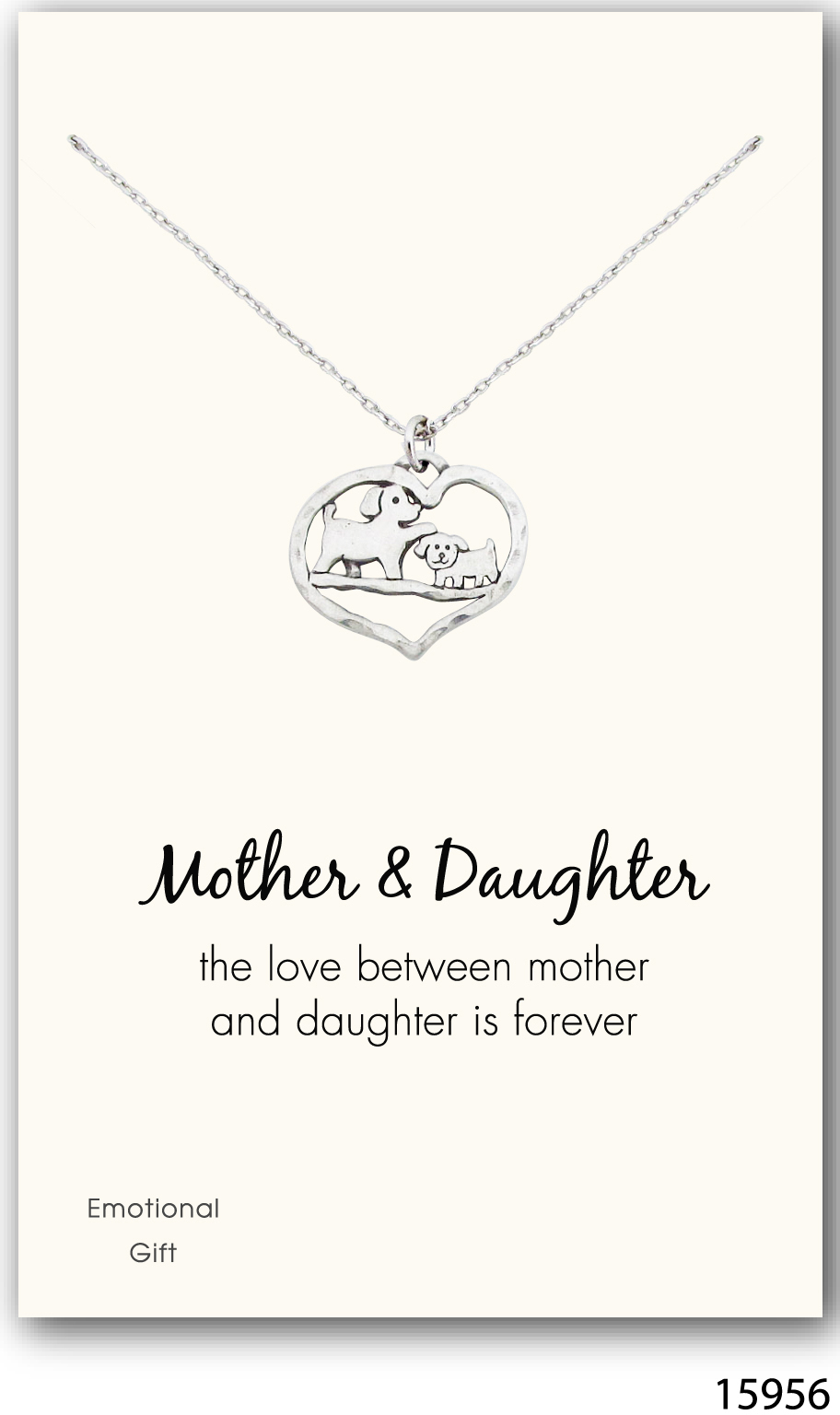 Mom loves Daughter silver pendant